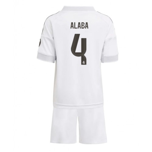 Stroje piłkarskie Real Madrid David Alaba #4 Koszulka Podstawowej dla dzieci 2025-26 Krótki Rękaw (+ szorty)